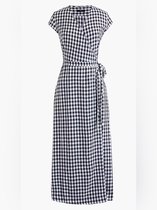 J. Crew Dresses & Skirts - J. Crew Dark Navy & White Gingham Wrap Maxi Dress M